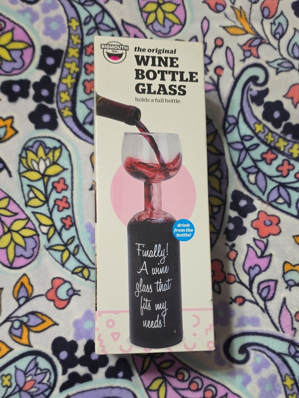 BigMouth Wine Bottle Glass - Pink/Black
